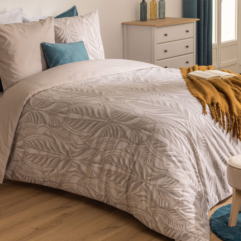 housse de couette coton motifs végétaux