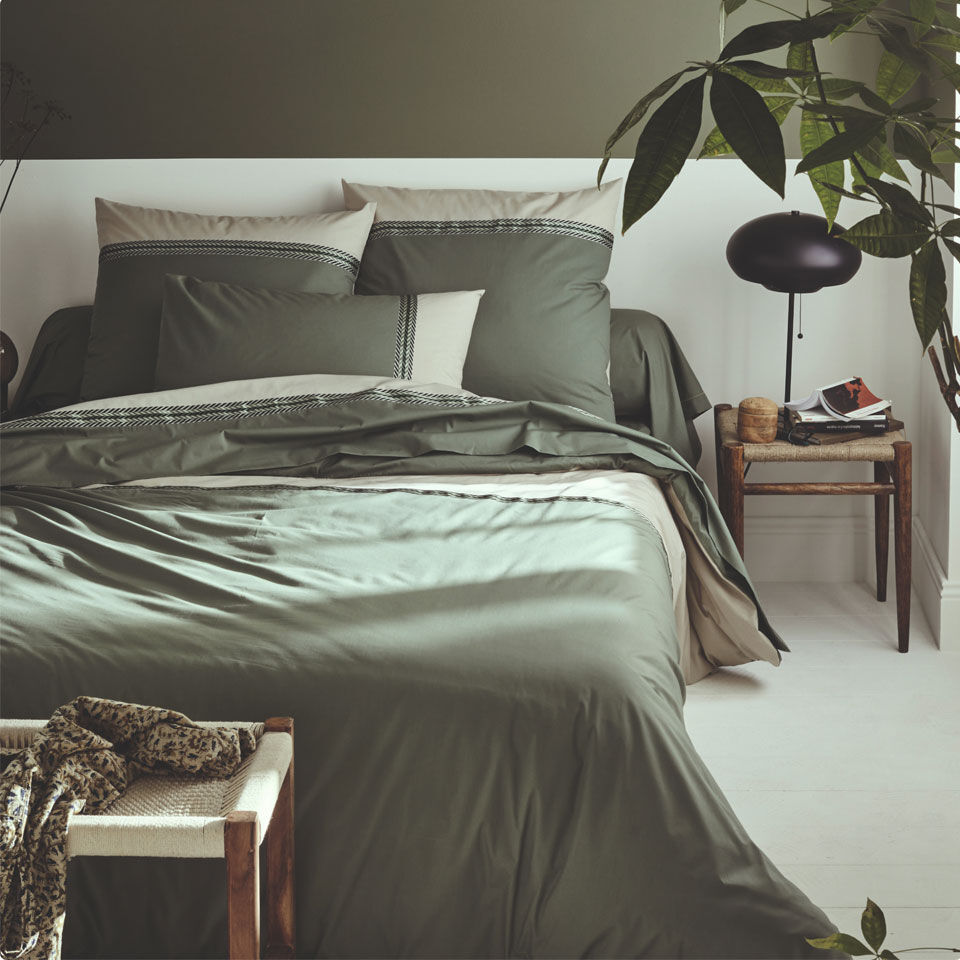 housse de couette percale vert kaki