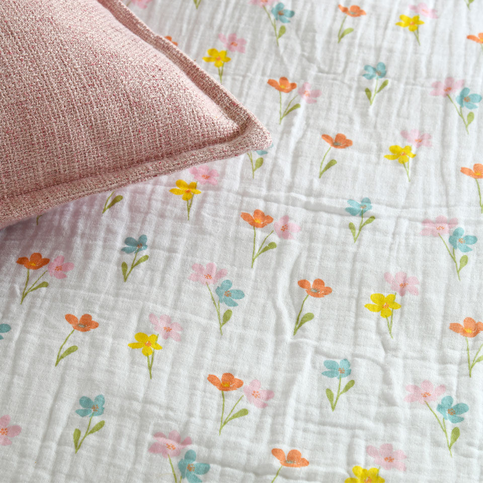 zoom housse de couette gaze de coton fleurie