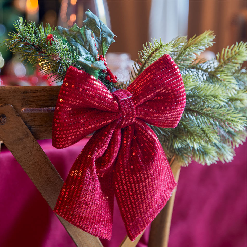 Fiocco rosso glitterato per sedia