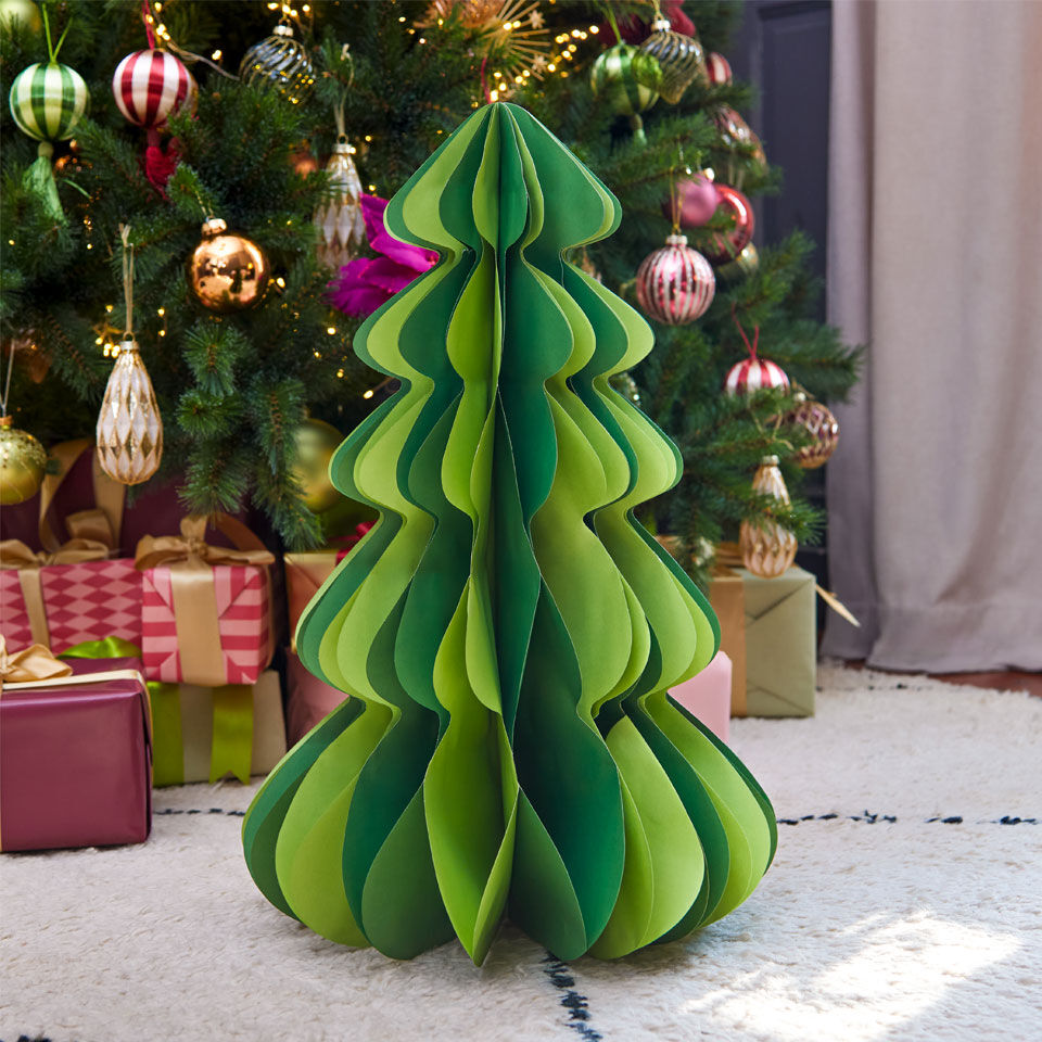Árbol de Navidad de papel bicolor verde