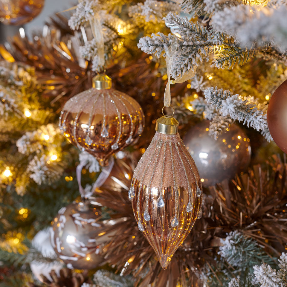 Adornos colgantes de Navidad de cristal en color cobre