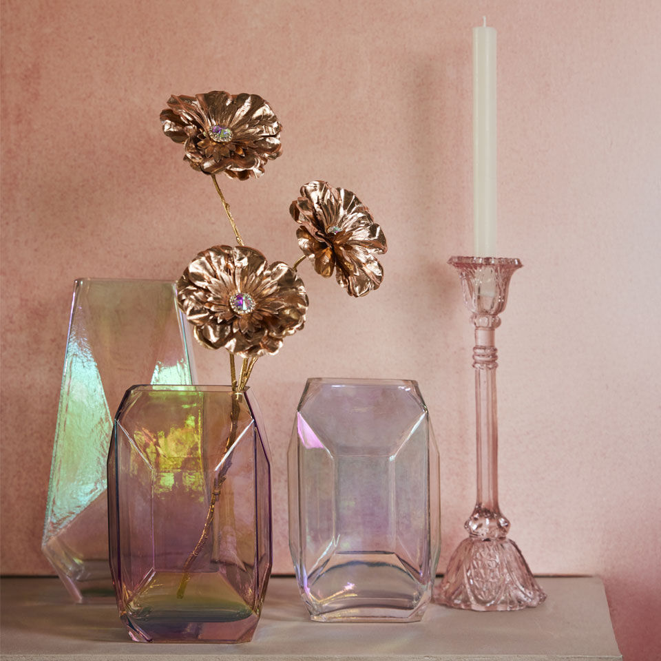 Jarrones de cristal rosa empolvado