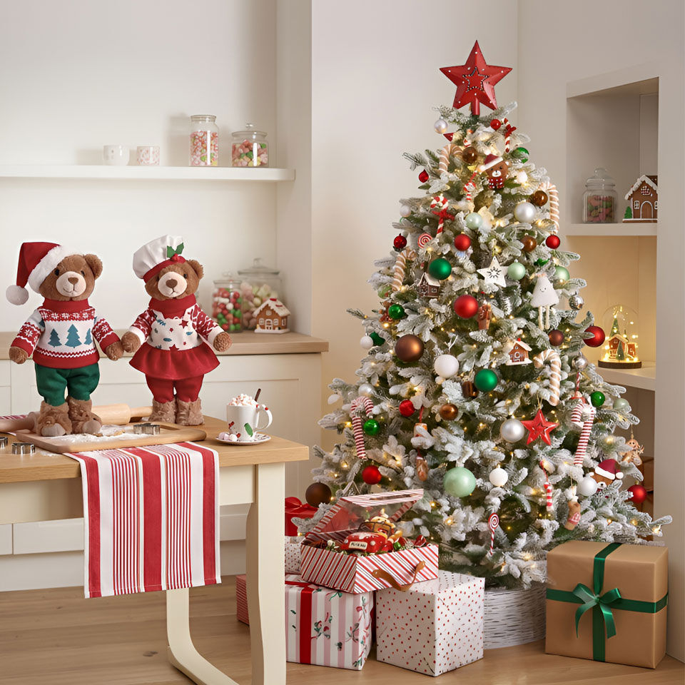 Árbol de Navidad decorado en estilo tradicional