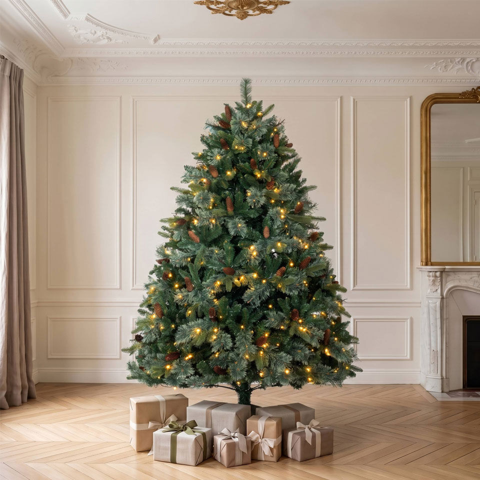 grand sapin de noël feuillage dense vert