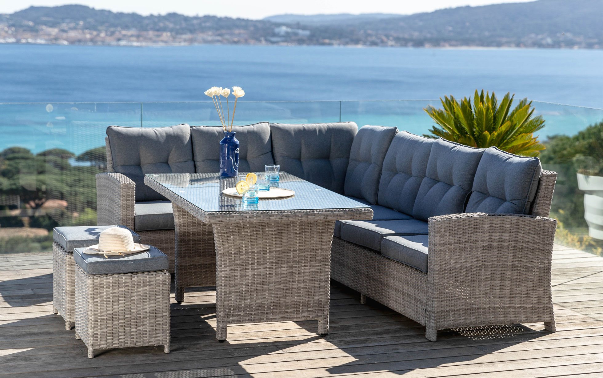 salotto da giardino in polyrattan