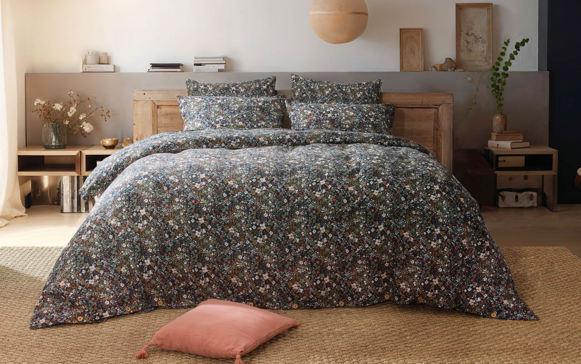 housse de couette gaze de coton à motifs floral