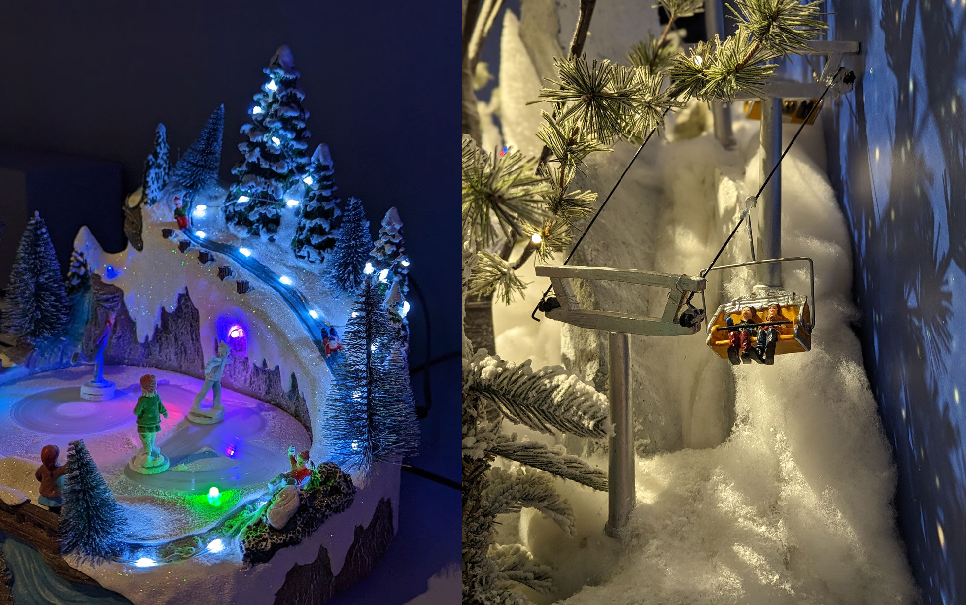 décor de village avec montagnes enneigées