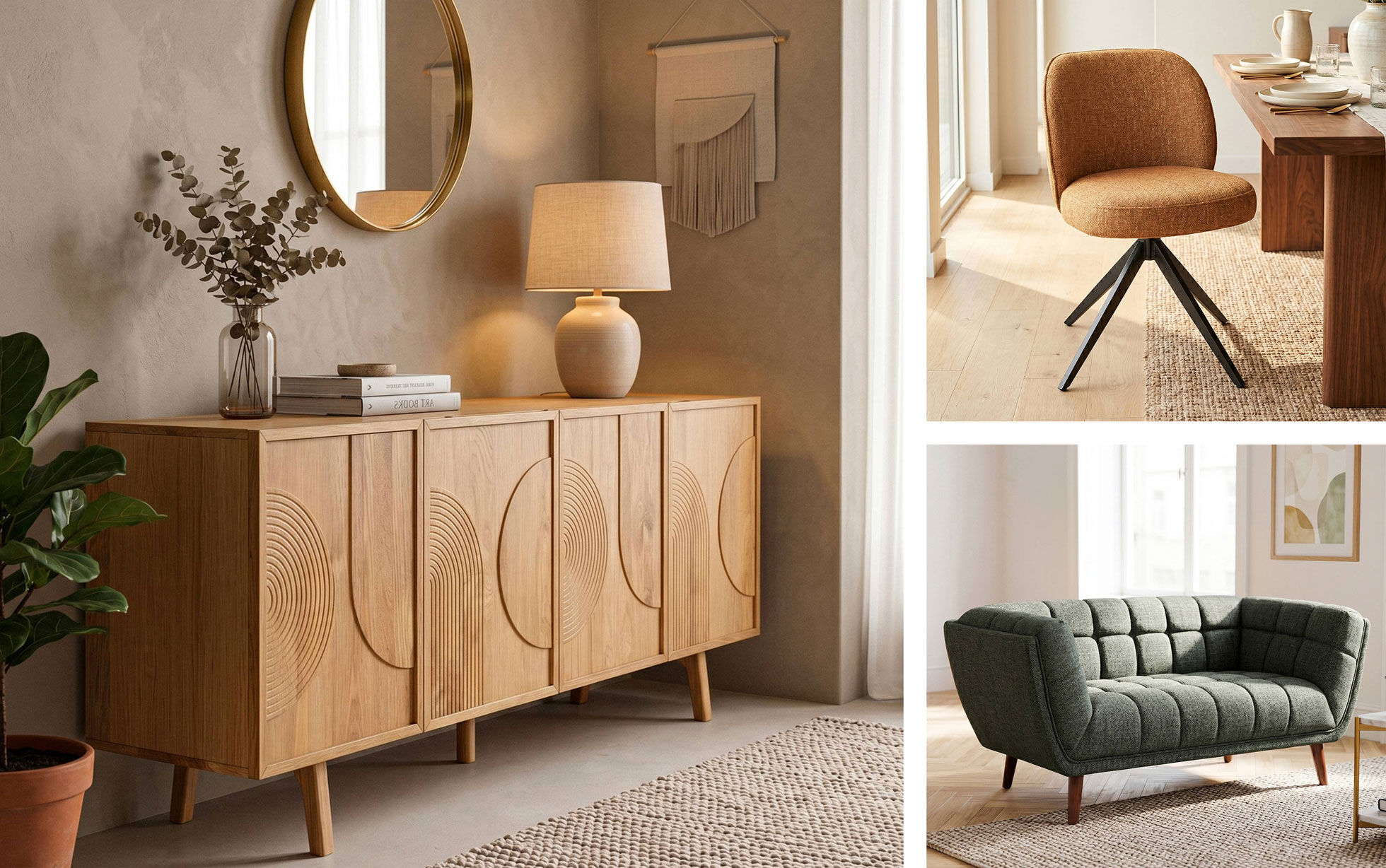 buffet et fauteuils design mid century