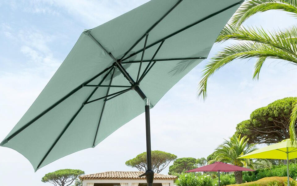 parasol reclinable verde agua