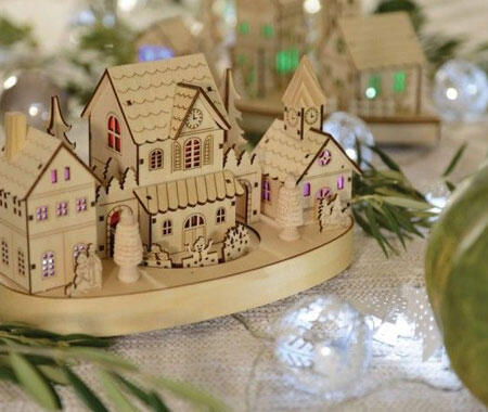 Paire Décorative De Noël En Bois Fait Main – Décoration Intérieure Naturelle