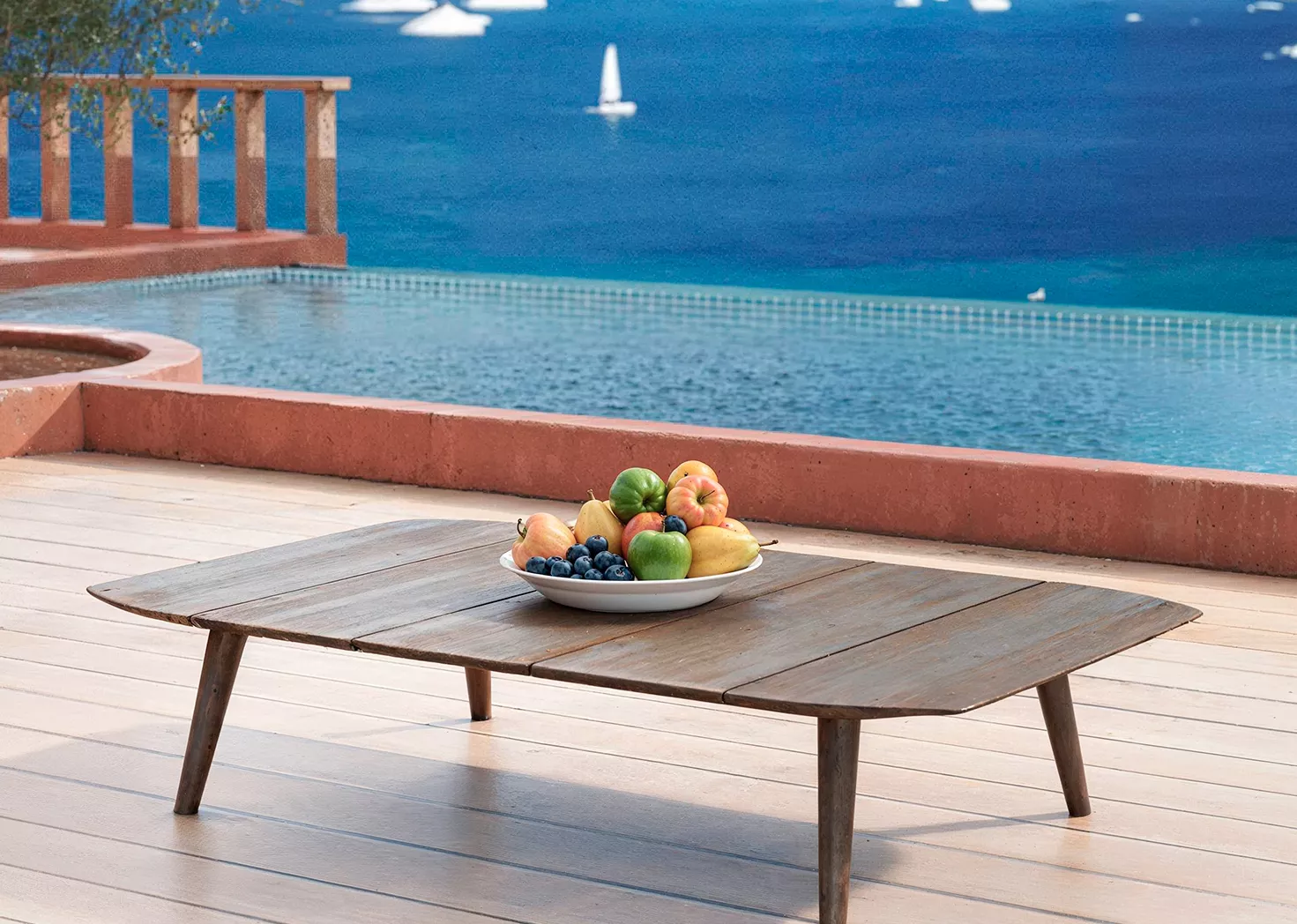 Table basse de jardin rectangulaire teck Cap Ferrat - Marron foncé