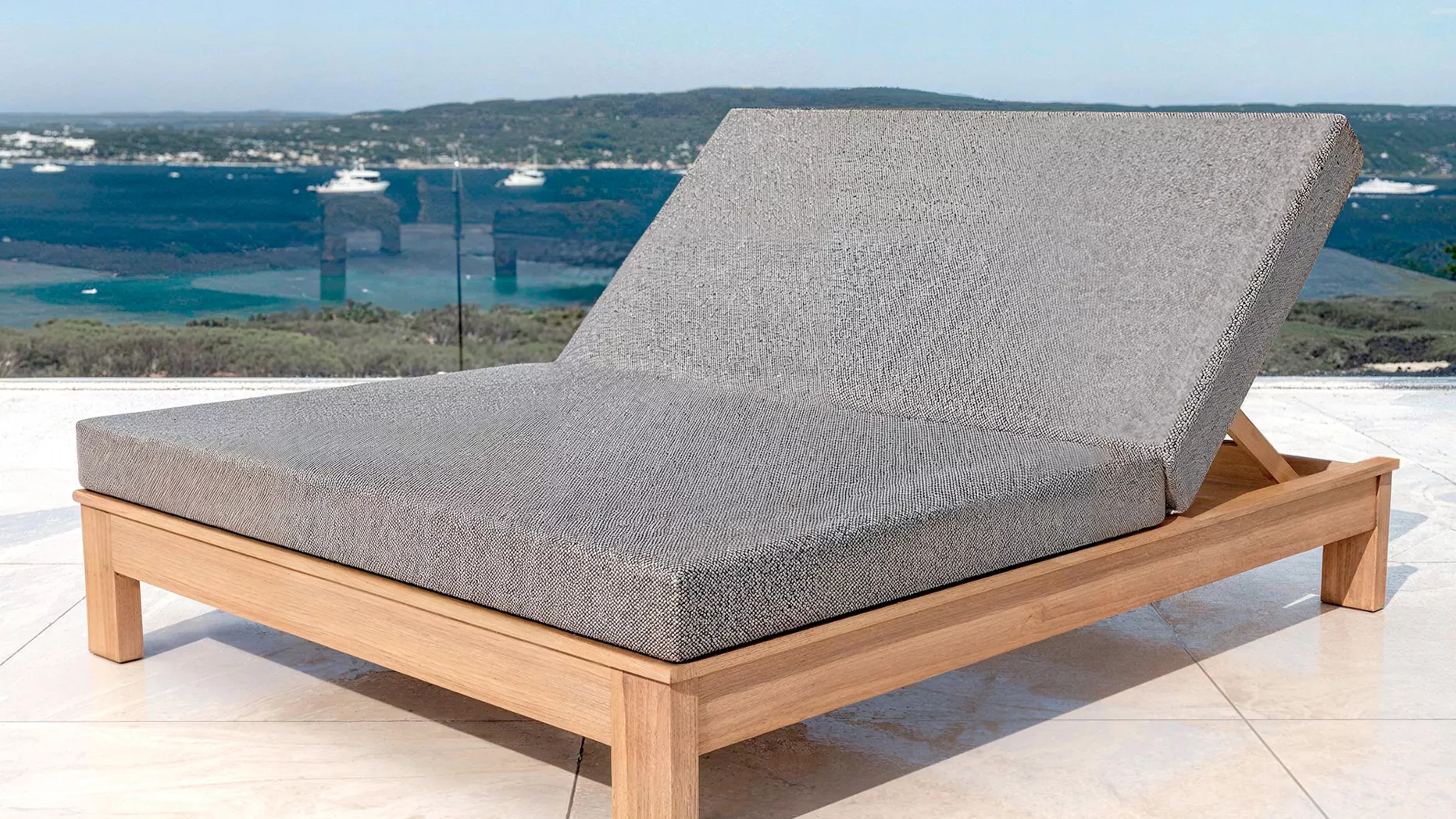 Tumbona doble en madera de acacia Bornéo - Gris antracita