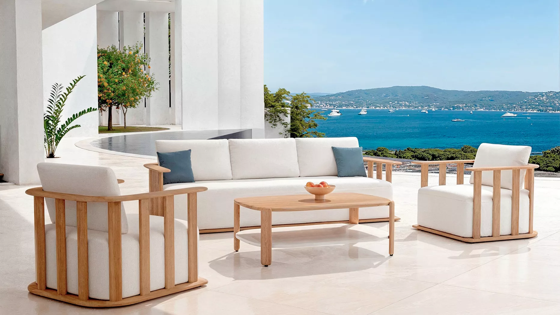 Salón de jardín en madera teck 5 lugares Java - Crudo