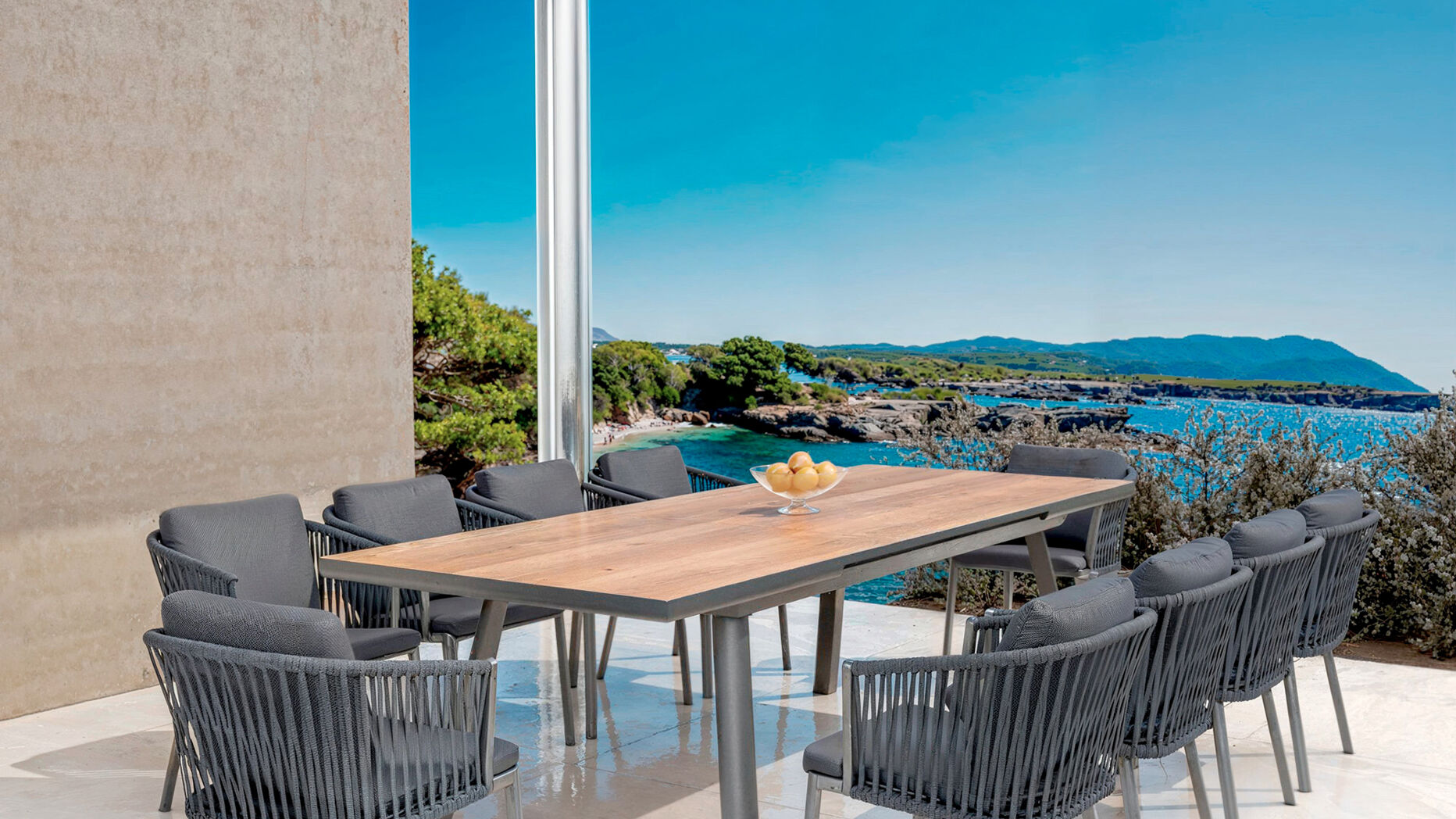 Gartentisch ausziehbar Aluminium - bis zu 10 Pers. (260 x 96 cm) Amalfi - Anthrazitgrau