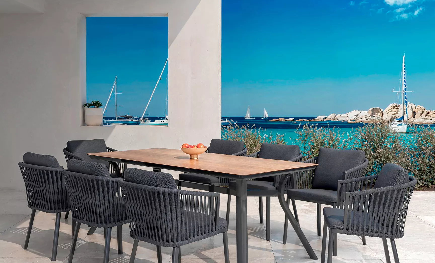 eminza Table de jardin en aluminium 8 places (200 x 90 cm) Amalfi Gris anthracite