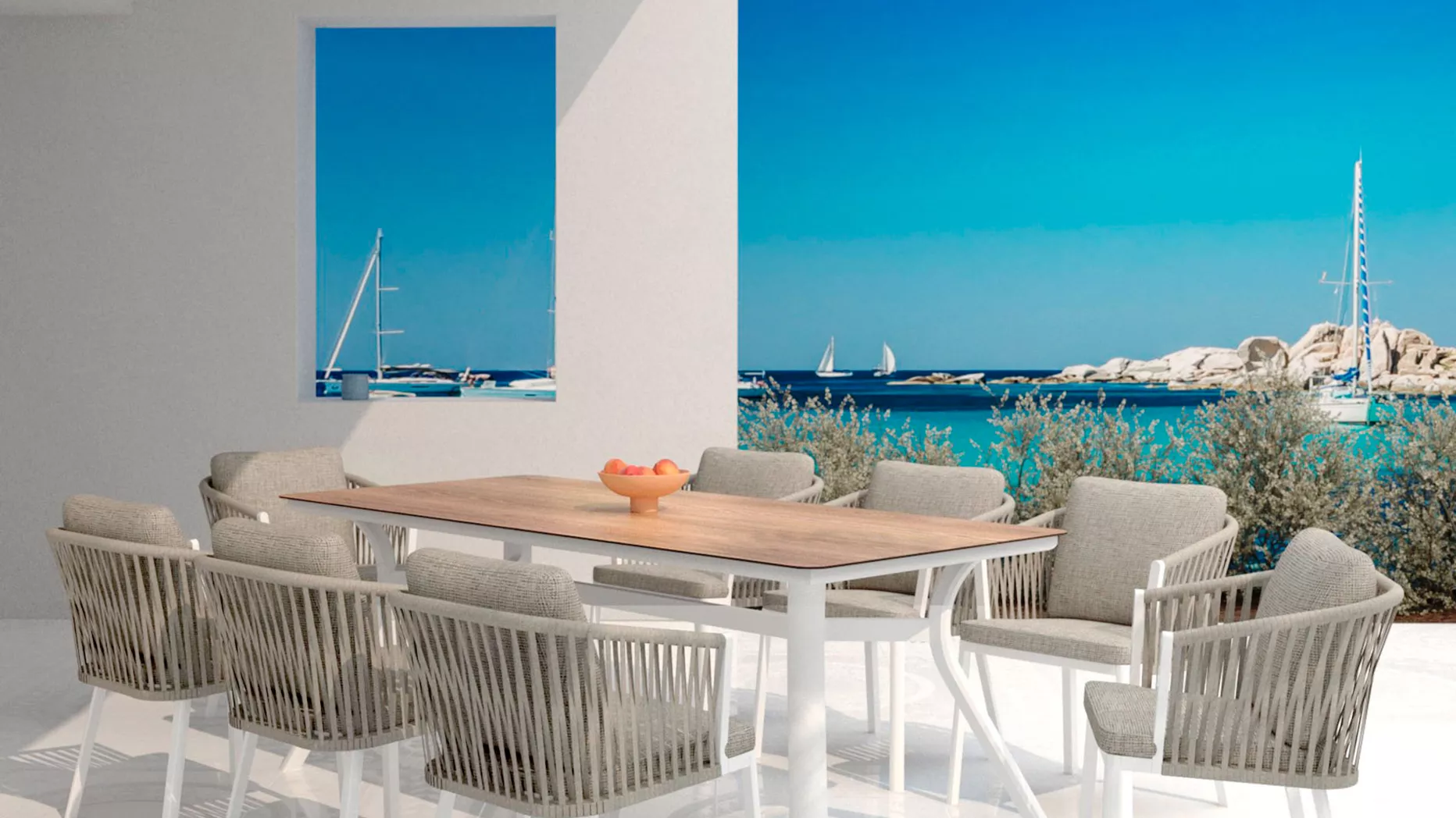 Mesa de jardín en aluminio  8 lugares (200 x 90 cm) Amalfi - Blanco