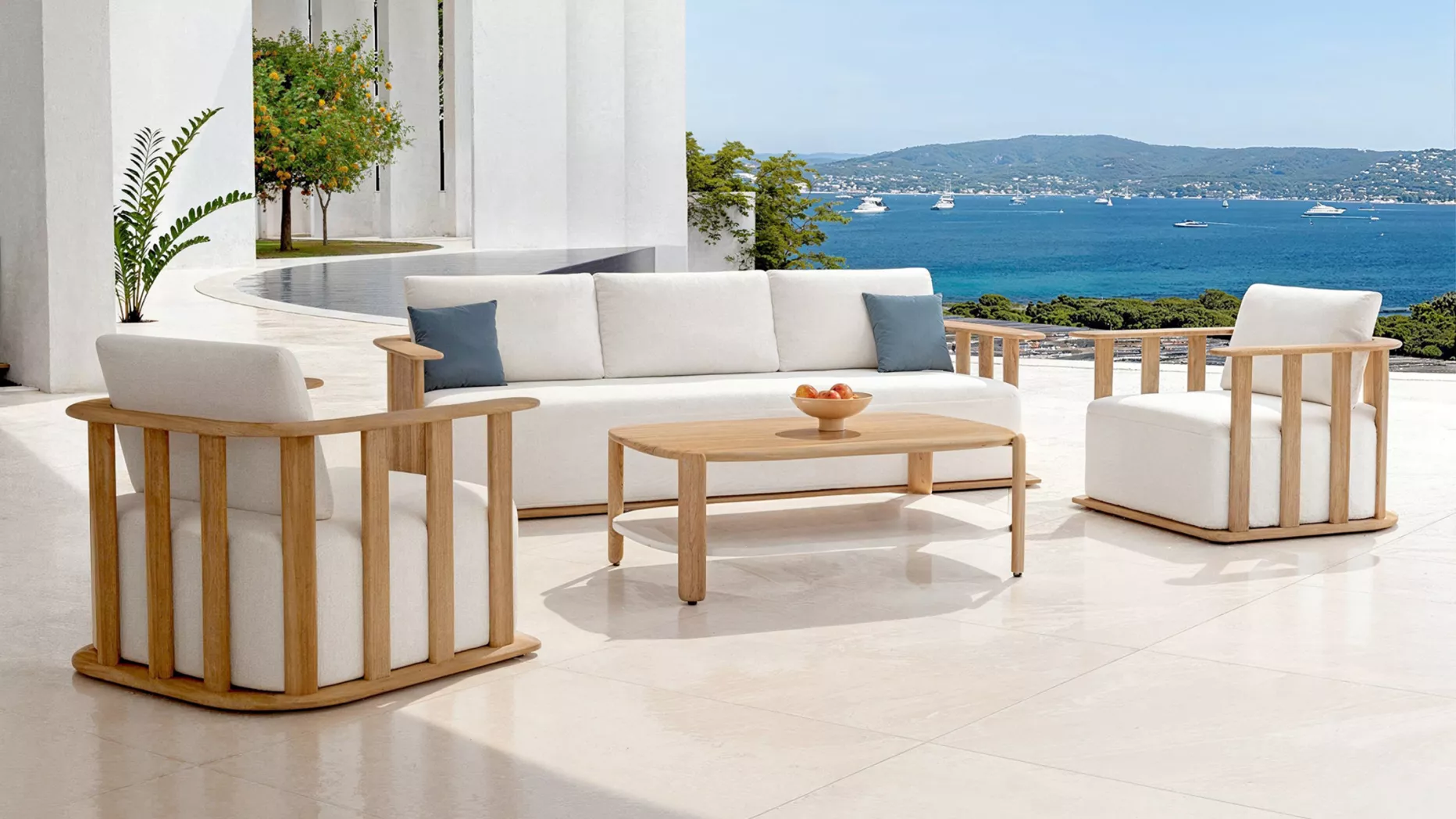 Salón de jardín en madera teck 5 lugares Java - Crudo