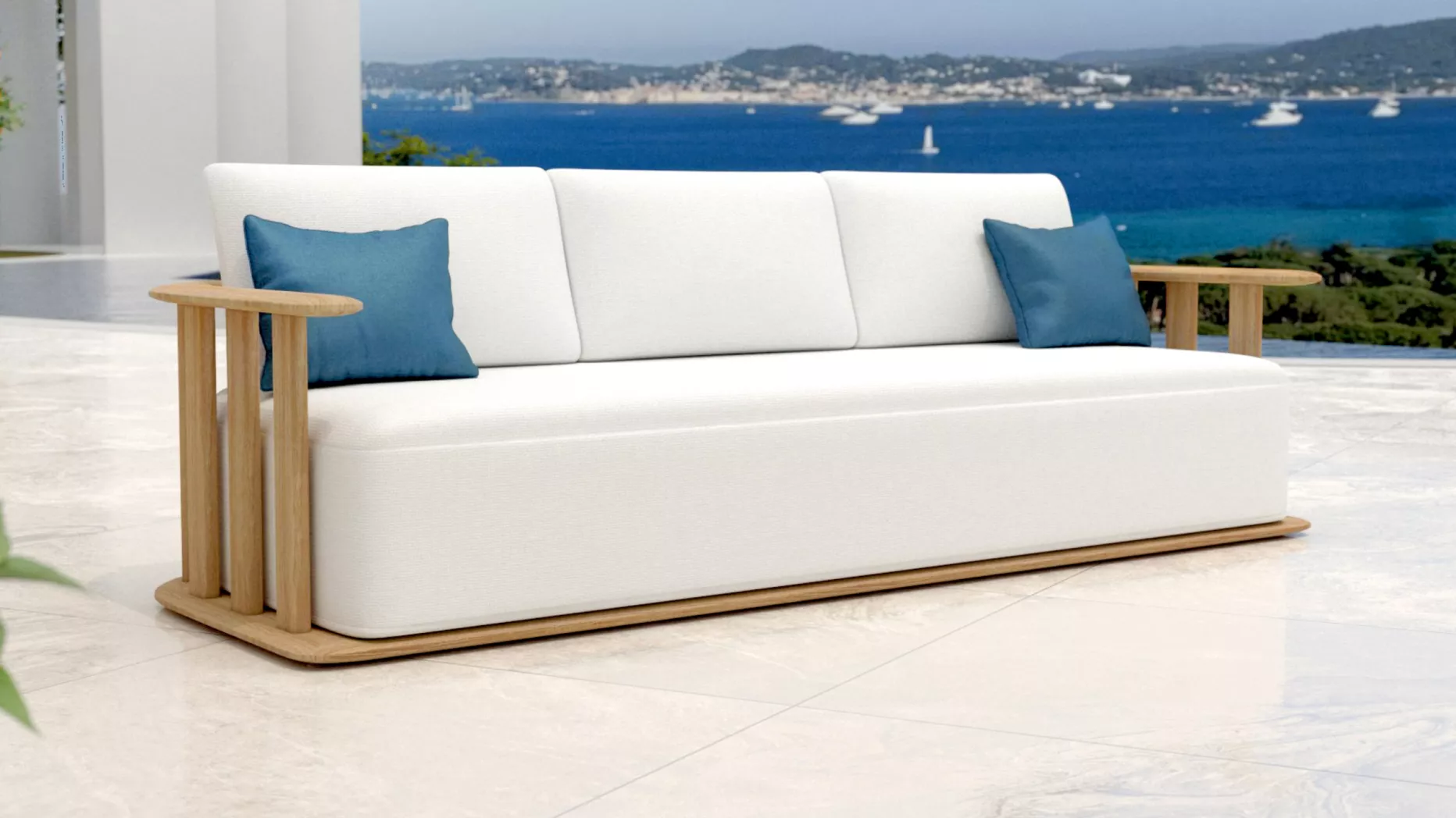 Sillón de jardín en madera teck 3 lugares Java - Crudo