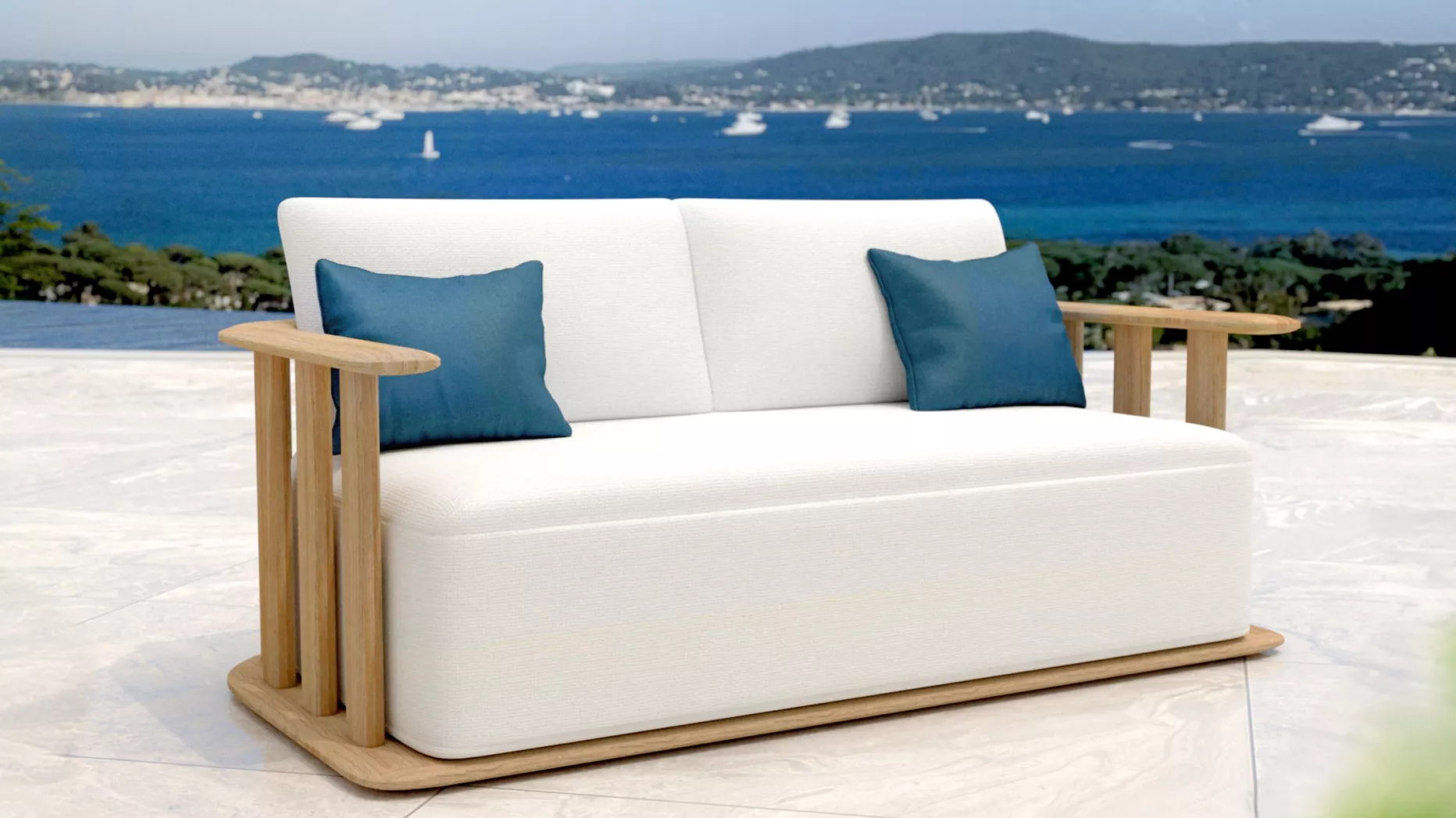 Sillón de jardín en madera teck 2 lugares Java - Crudo