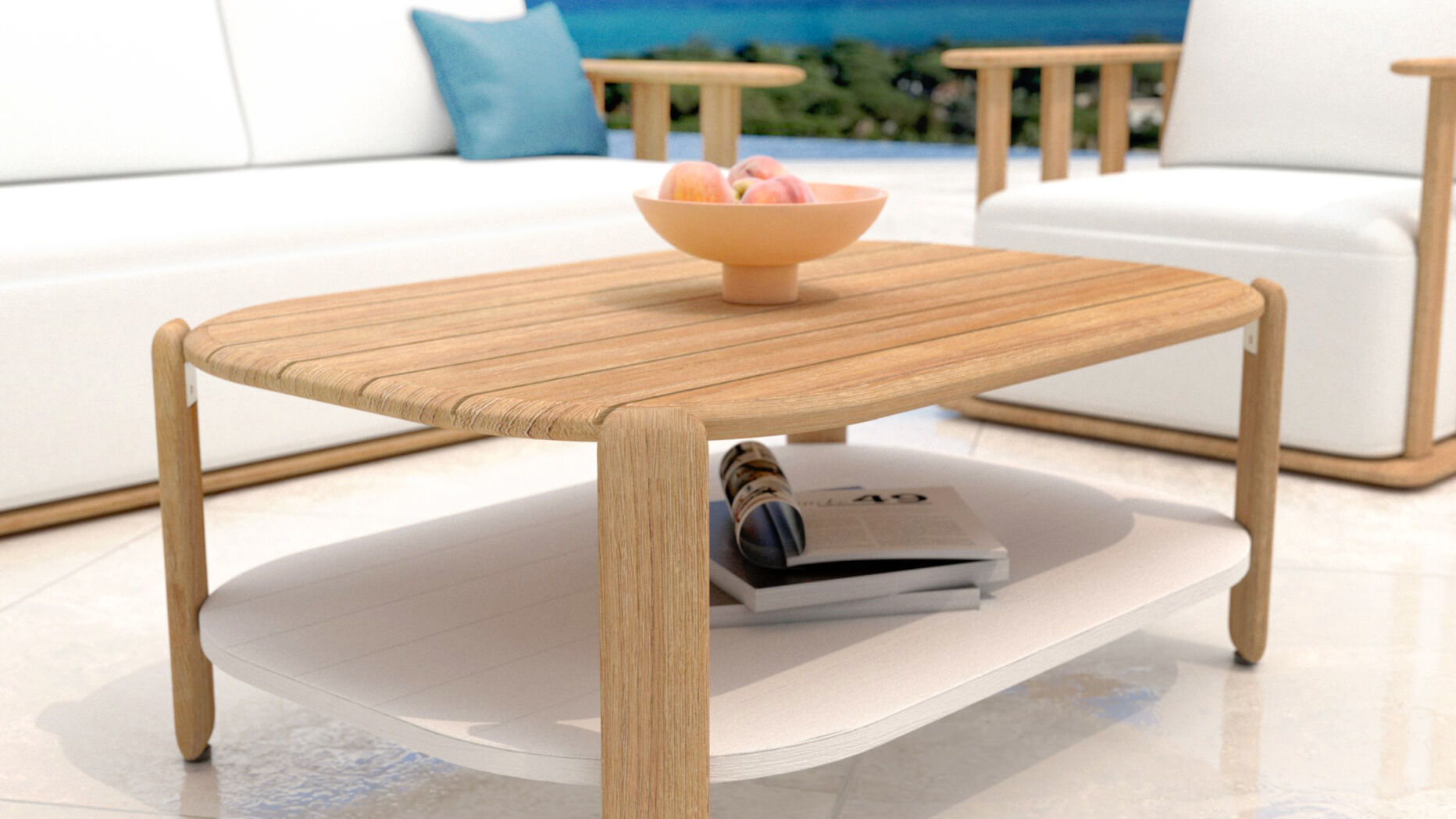 Rechteckiger Loungetisch aus Teakholz Java (L120 cm) - Holzfarben