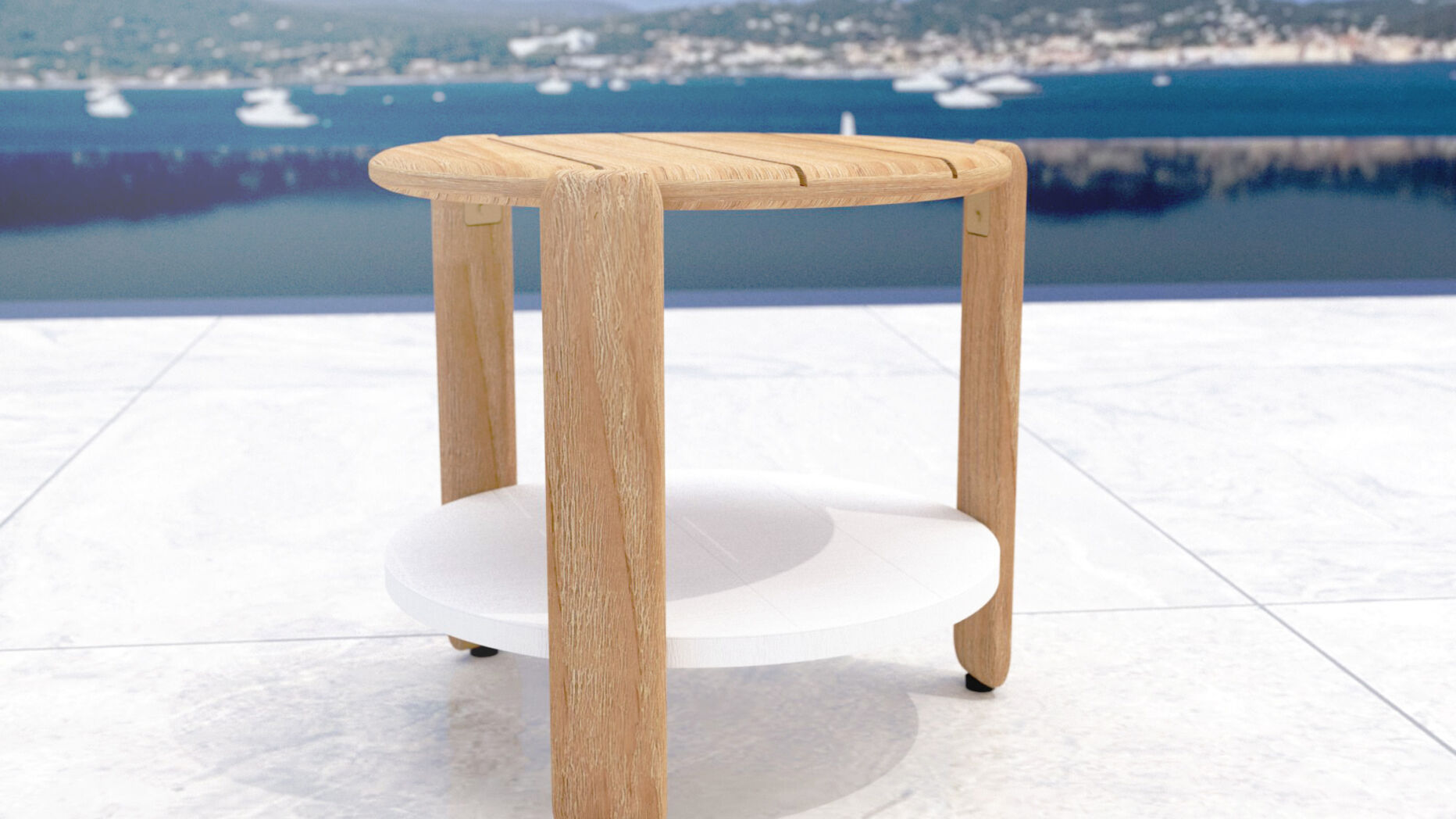Tavolino rotondo teck Java (D50 cm) - Naturale