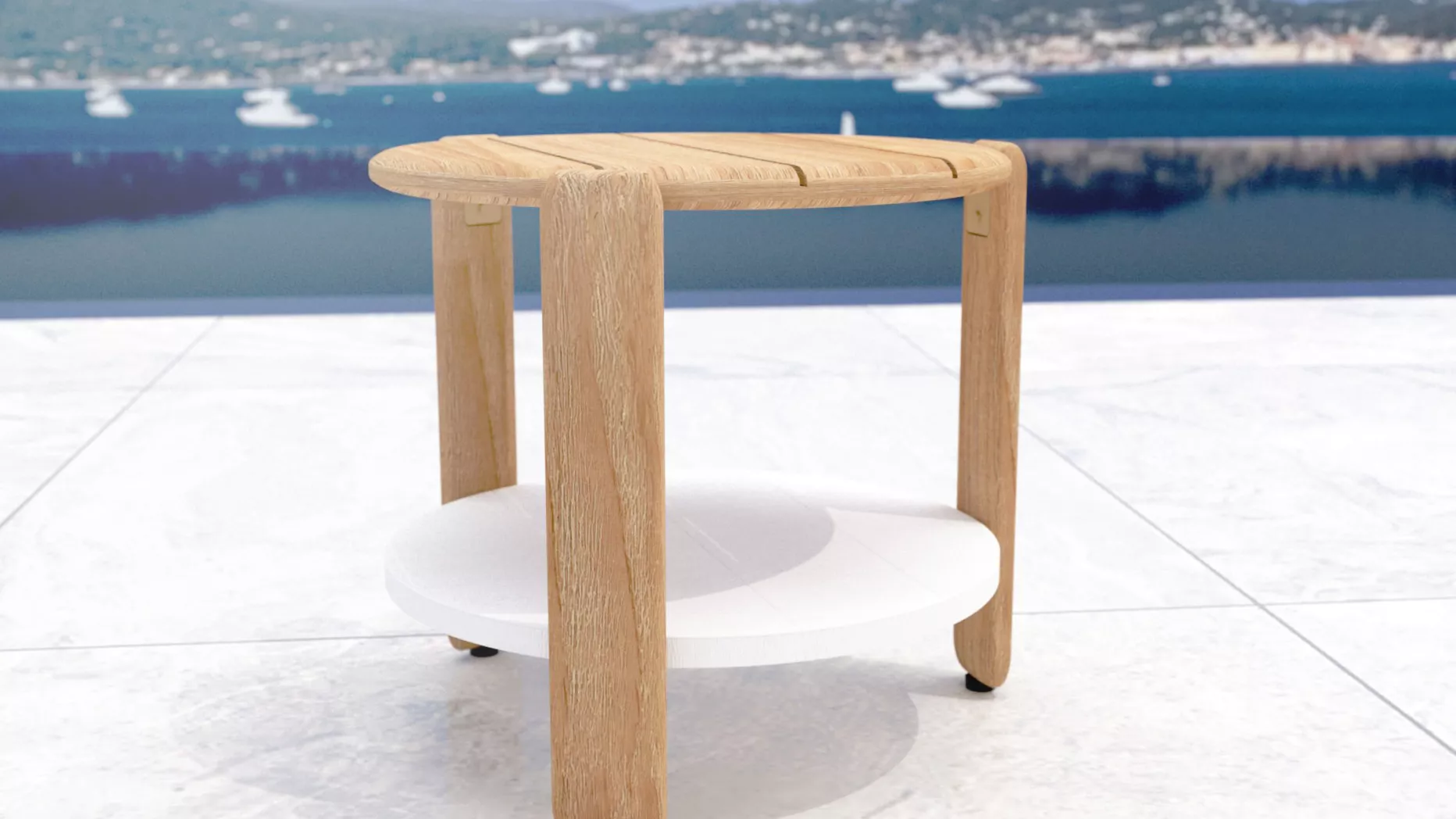 Table d'appoint de jardin bois teck Java (D50 cm) - Naturel