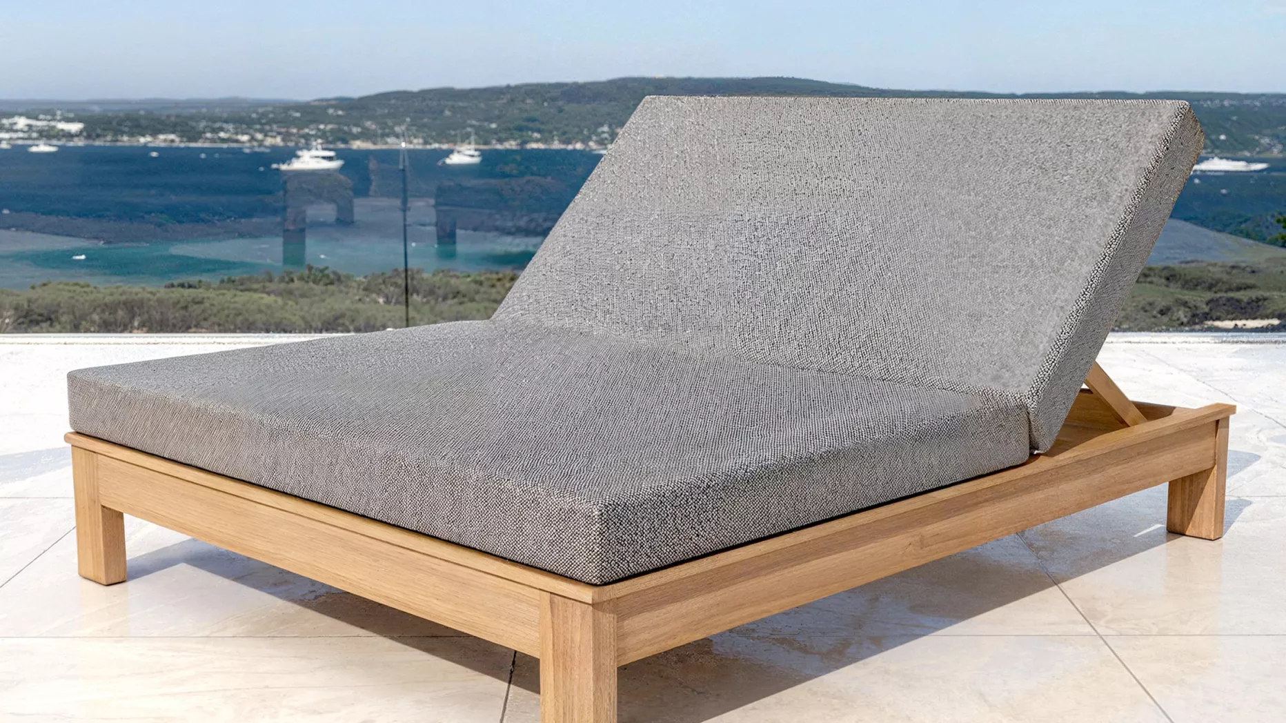 Transat double bois d'acacia Bornéo - Gris anthracite