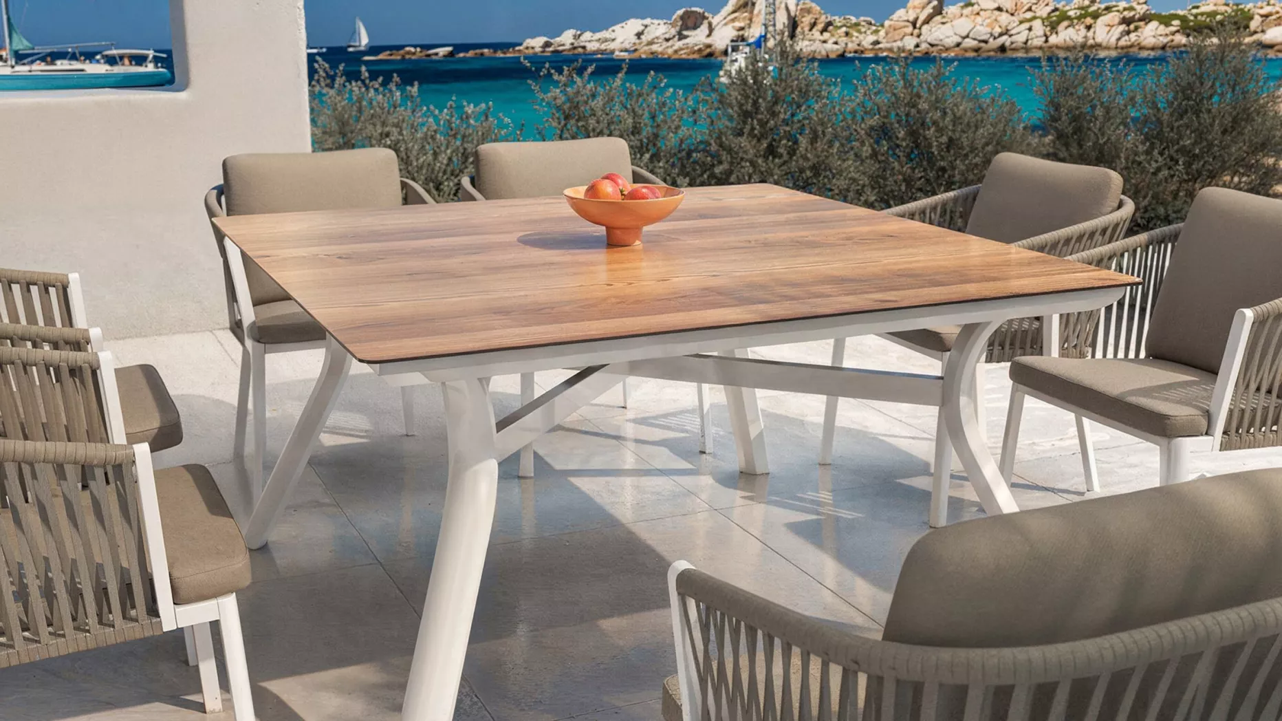 Tuintafel aluminium 8 zitplaatsen (136 x 136 cm) Amalfi - Wit