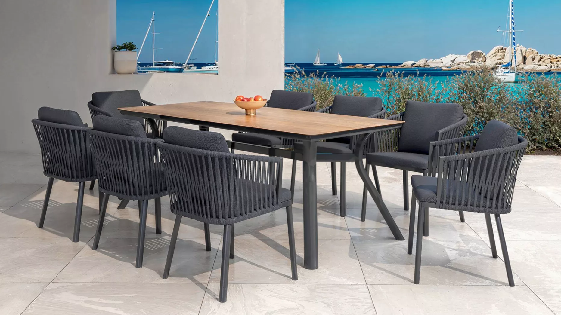 Rechteckiger Gartentisch Aluminium 8 Pers. (200 x 90 cm) Amalfi - Anthrazitgrau