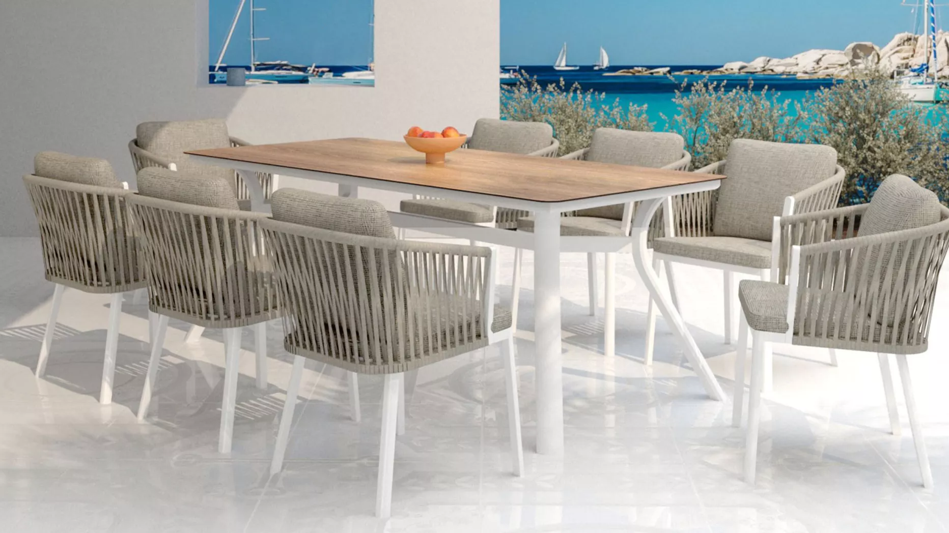 Table de jardin aluminium 8 places (200 x 90 cm) Amalfi - Blanc