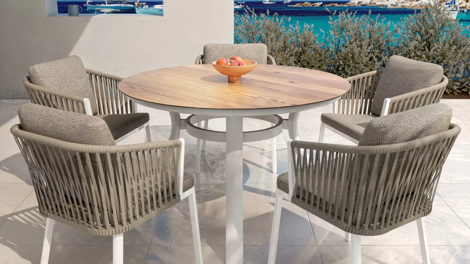 Tuintafel rond aluminium 6 zitplaatsen (D120 cm) Amalfi - Wit