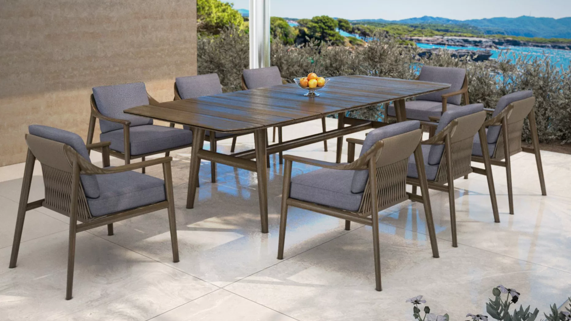 Mesa de jardín en madera teck 8 lugares (260 x 100 cm) Cap Ferrat - Marrón oscuro
