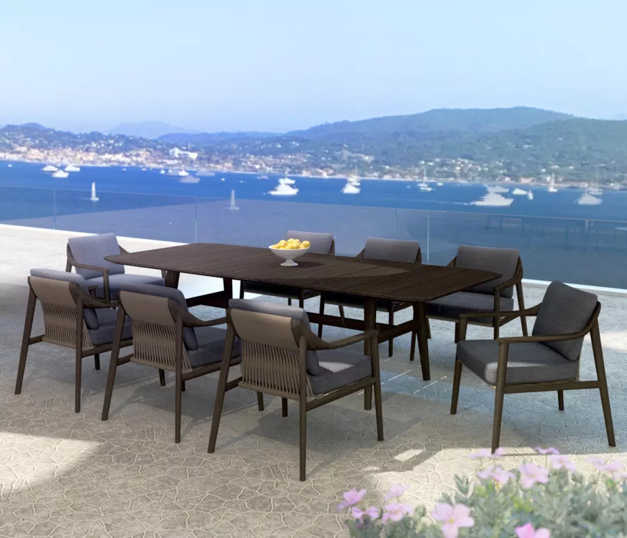 Table de jardin bois teck 10 places (260 x 100 cm) Cap Ferrat - Marron foncé