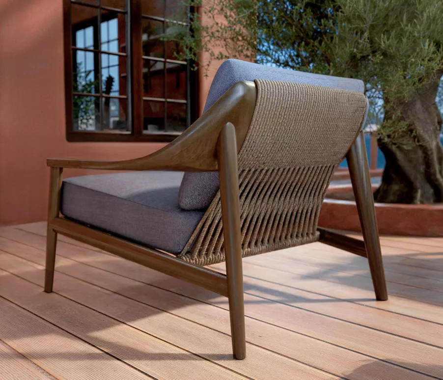 Salón de jardín en madera teck 5 lugares Cap Ferrat - Gris