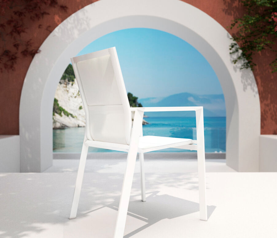 Sedia con braccioli da giardino impilabile alluminio Portofino - Bianco