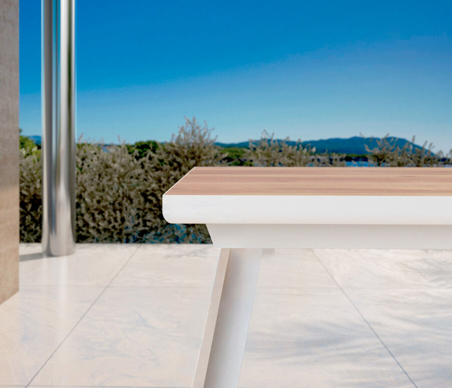 Mesa de jardín extensible en aluminio  10 lugares (260 x 96 cm) Amalfi - Blanco