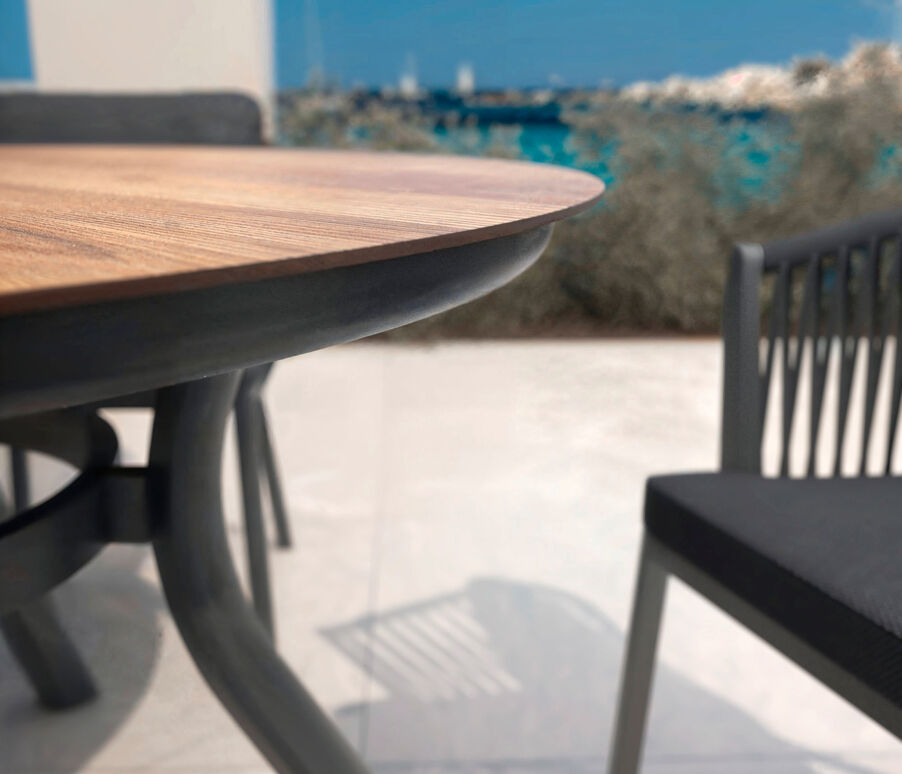 Mesa de jardín redonda en aluminio  6 lugares (D120 cm) Amalfi - Gris antracita