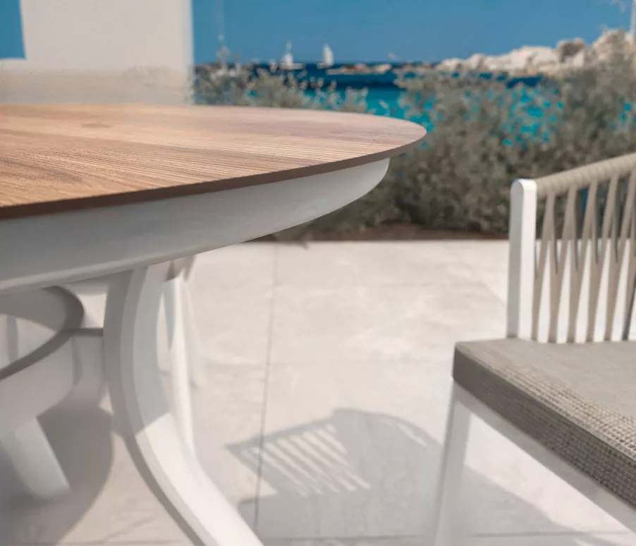 Tuintafel rond aluminium 6 zitplaatsen (D120 cm) Amalfi - Wit