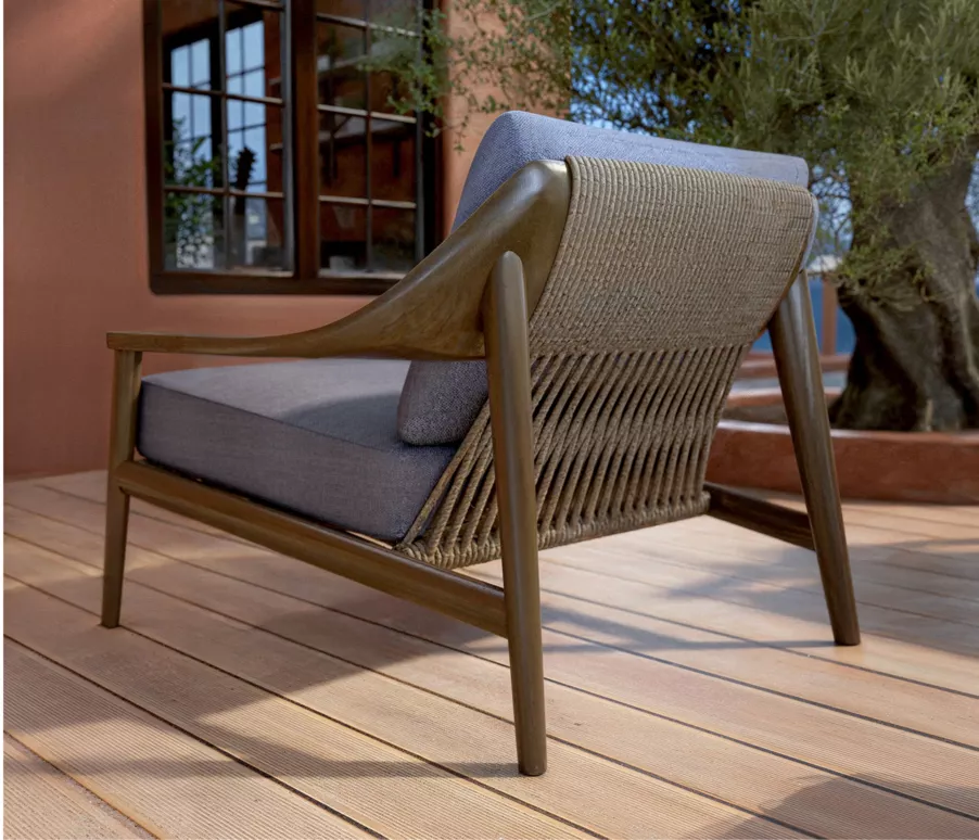 Salon de jardin bois teck 5 places Cap Ferrat - Gris