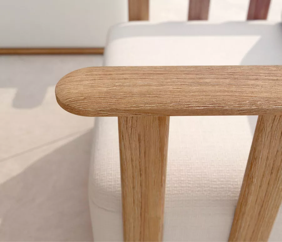 Sillón de jardín en madera teck 2 lugares Java - Crudo