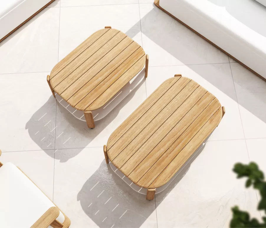 Mesa rectangular para salón de jardín teck Java (L120 cm) - Natural