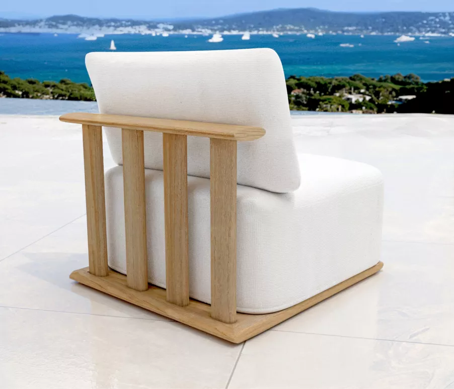 Loungestoel  teak hout Java - Ecru