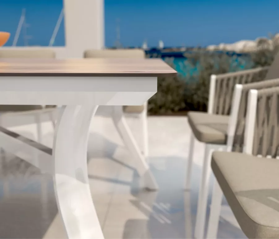 Tuintafel aluminium 8 zitplaatsen (136 x 136 cm) Amalfi - Wit