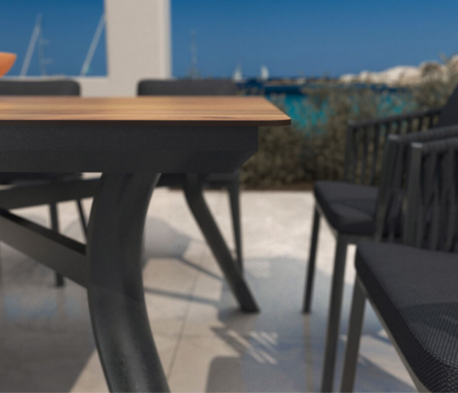 Tavolo da giardino alluminio 8 posti (200 x 90 cm) Amalfi - Grigio antracite