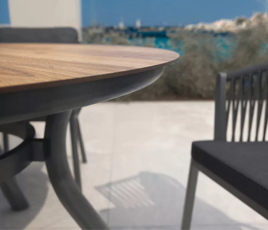 Mesa de jardín redonda en aluminio  6 lugares (D120 cm) Amalfi - Gris antracita