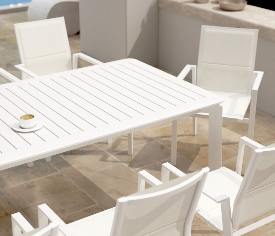 Gartentisch ausziehbar Aluminium - bis zu 10 Pers. (286 x 100 cm) Portofino - Weiß