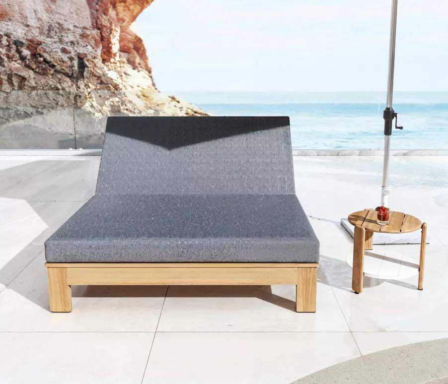Tumbona doble en madera de acacia Bornéo - Gris antracita