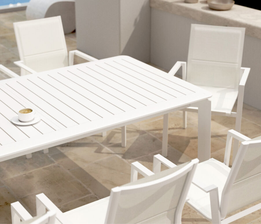 Table de jardin extensible aluminium 10 places (286 x 100 cm) Portofino - Blanc