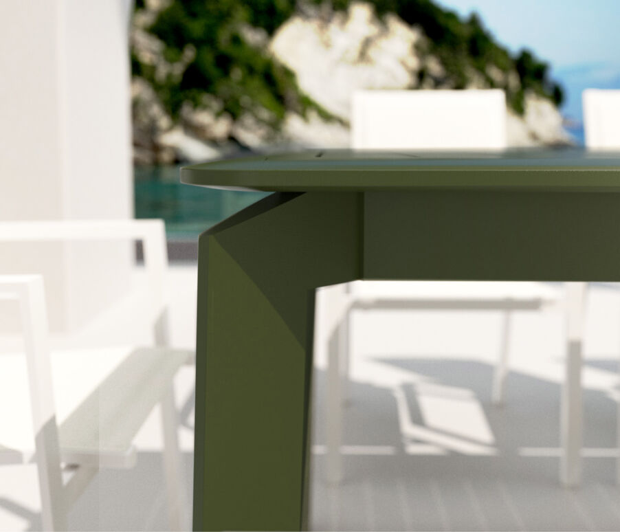 Table de jardin extensible aluminium 10 places (286 x 100 cm) Portofino - Vert olive